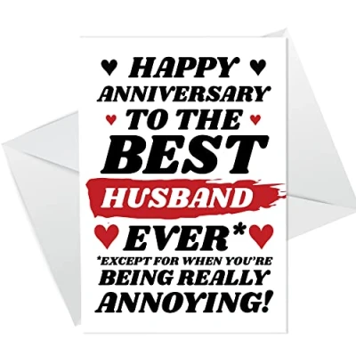 Image of Funny Joke Anniversary Card For Best Husband Rude Him Humour