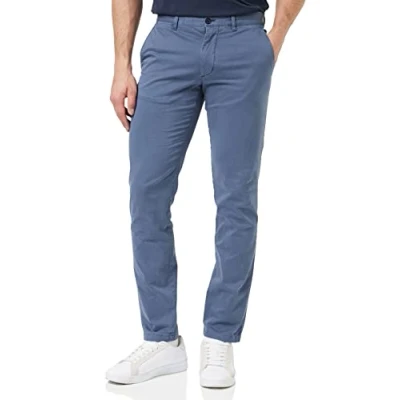 Image of Tommy Hilfiger Men Bleecker TH Flex Satin GMD Trousers Chino, Blue (Faded Indigo), 40W / 32L
