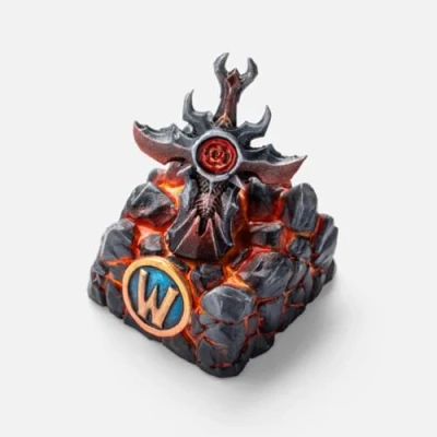 Image of SteelSeries Resin Artisan Keycap World of Warcraft Collector Item Handmade Free In Game Cherry MX Gaming Keyboard Individually Numbered Sword Sargeras Design