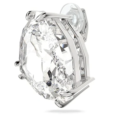 Image of Swarovski Mesmera clip earring, Single, Triangle cut crystal, White, Rhodium plated