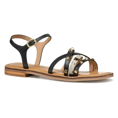 Image of Geox Maddalusiac Sandals, Women&#039;s, Size: 2.5, Black/white Leather