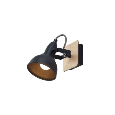 Image of Lindby spotlight Aylis, height 14 cm, black, wood, E14