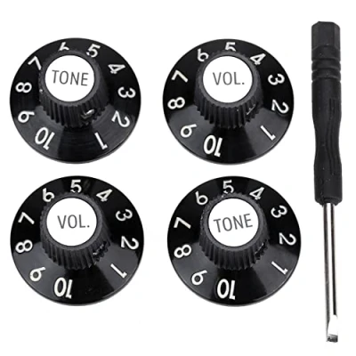 Image of Musiclily Pro Inch Size Guitar Witch Hat Knobs 2 Tone Volume Set for 72 Telecaster Custom Eletric or Amplifiers,Black