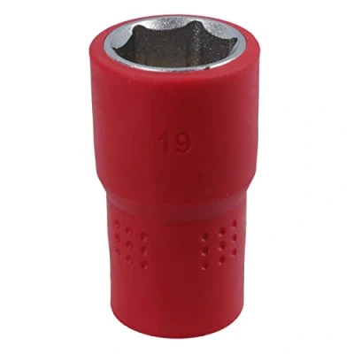 Image of 19mm 1/2in Drive VDE Insulated Shallow Metric Socket 6 Sided Single Hex 1000 V
