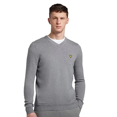 Image of Lyle &amp; Scott V NECK Jumper, Men&#039;s, Size: Small, Mid grey marl