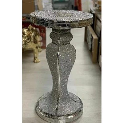 Image of Biznest End Table Style 5 Large 40X60Cm Crushed Diamond Crystal Sparkly Silver Mirrored Side