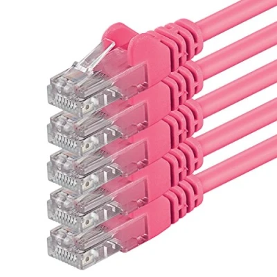 Image of 1aTTack.de 5m Cat 6 Ethernet Cable Gigabit RJ45 LAN Patch Cord Compatible with Internet, Router, Modem, Smart TV, PC &amp; Laptop Switch Modem magenta 5 pieces