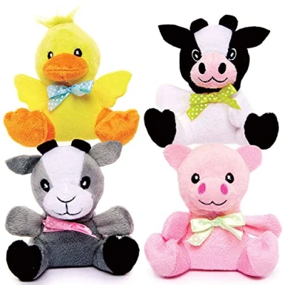 Image of Baker Ross FC933 Farm Animal Plush Pals Pack of 4, Soft Toys for Kids, Party Bag Fillers Kids