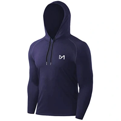 Image of MEETYOO Men’s Running Tops, Sport Shirt Long Sleeve T Gym Tee for Fitness Workout Jogging Blue