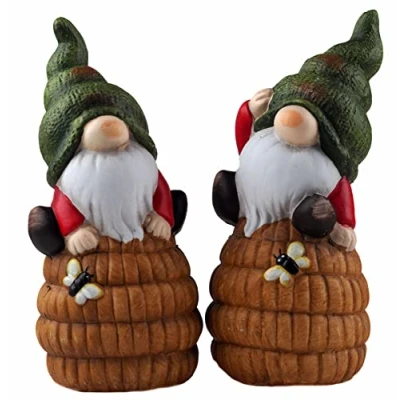 Image of BWG Gonk 22cm Gnome On Beehive Garden Ornament Figurines (Set of 2)