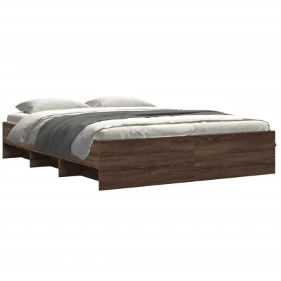 Image of vidaXL Bed Frame without Mattress Brown Oak 160x200 cm Engineered Wood