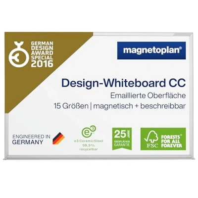 Image of HOLTZ OFFICE SUPPORT GMBH Whiteboard, Type CC, Sheet Steel, Enamel, WxH 1200 X 900mm