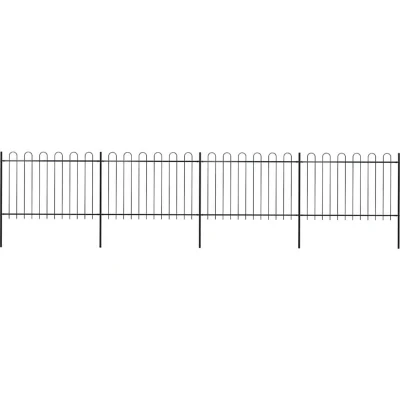 Image of vidaXL Garden Fence with Hoop Top Steel 6.8x1.2 m Black