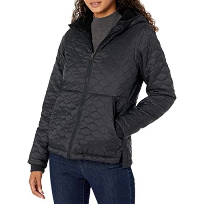 Image of Amazon Essentials Women&#039;s Lightweight Water Resistant Sherpa Lined Hooded Puffer, Black, S