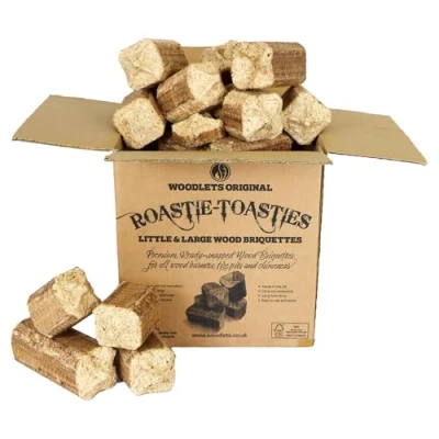 Image of 30L Box Roastie Toasties Premium Wood Briquettes Heat Logs 100% Sustainable Fuel Burners Multi Stoves BBQ Barbecue Open Fires Chimeneas Firepits