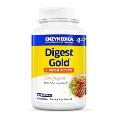Image of ENZYMEDICA Digest Gold +Probiotics (180 Capsules) Digestive Enzyme Supplement Blend with Probiotics &amp; ATPro, Nutrient Supplement, Gut Health Easy Digest, Vegetarian