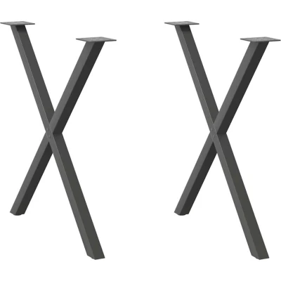 Image of vidaXL Anthracite X Shaped Steel Dining Table Legs Adjustable Height 72 73 cm Living/Dining Spaces