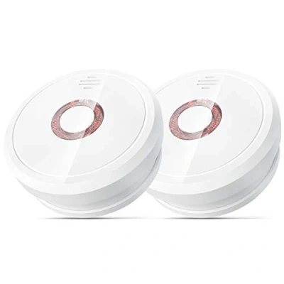 Image of Smoke Alarms for Home 2 Pack, Isafenest Detectors with 10 Years Sensor/5 Battery Fire Alarm LED Indicator, Photoelectric Operated