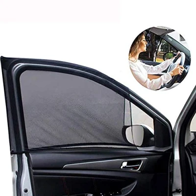 Image of Universal Front Car Window Sunshade 2 Pack Breathable Mesh Side Shade UV Protection for Driver Family Pet on seat, Curtain See rearview mirror Fit Most(95%) of Cars