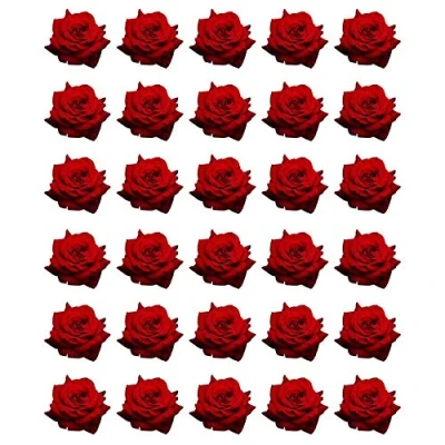 Image of 30 Red Rose Single Cupcake Toppers Edible Wafer Paper Fairy Cake Birthday Cakes
