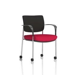 Image of Brunswick Deluxe Black Fabric Back Chrome Frame Seat Cherry + Arms