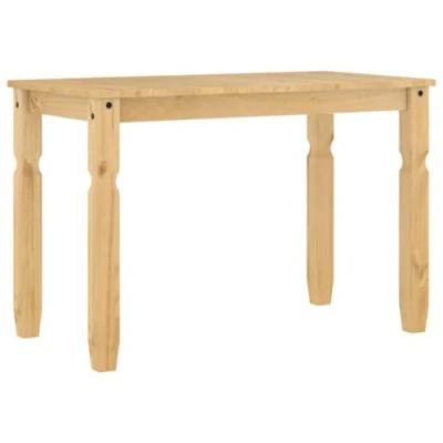 Image of vidaXL Corona Solid Wood Pine Dining Table 112x60x75 cm Farmhouse Style with Rustic Honey Wax Finish for Kitchen and Room Areas
