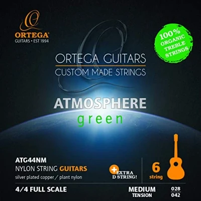 Image of ORTEGA Atmosphere Green Series Guitar Strings Organic Nylon Treble Medium + Extra D String (ATG44NM)