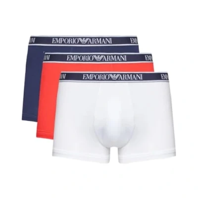 Image of Emporio Armani Men&#039;s Pack of 3 Boxer core Logo Tape Shorts, Eclipse/Bitter/White, M