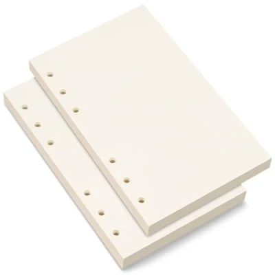 Image of A6 Blank Paper, Refill 6 Holes Pouched Loose Leaf Paper for Filofax Personal Binder Planner, 80 Sheets/160 Pages, 4.1 x 6.6 inches, Beige (2)