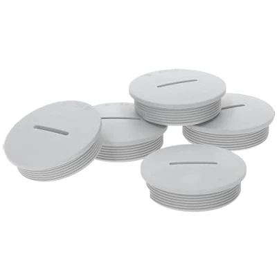 Image of Pack of 5 Kalitec G4532210 M32 Blanking Plugs Plastic Round Light Grey I 40 mm Diameter Plug Set Dust and Waterproof IP65