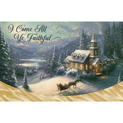 Image of DaySpring Thomas Kinkade Oh Come All Ye Faithful 18 Christmas Boxed Cards and Envelopes (U1008)