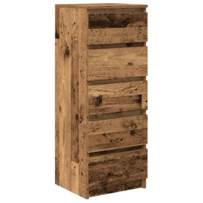 Image of vidaXL Sideboard with Drawers Old Wood/Brown 37.5x35x99 cm Engineered Wood Cabinet Modern Storage for Living Room/Dining Area/Office