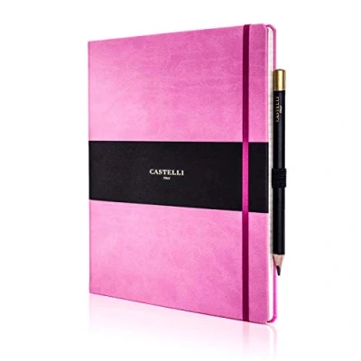 Image of Castelli RQ27/25 444 Large Lined Ruled Tucson Notebook Pink