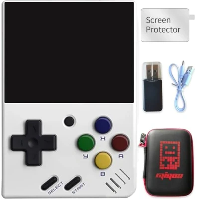 Image of Miyoo Mini V4 Retro Game Console,Portable Handheld Video Console ，2.8 inch IPS Screen 750x560 Resolution with 64GB Card 7000+ Games, Linux System (White, 64G)
