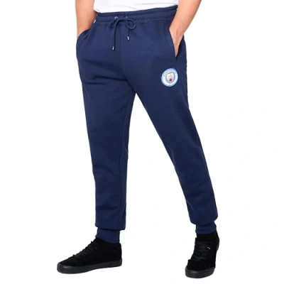 Image of Manchester City F.C. Mens Sweatpants with 2 Pockets and Cuffed Ankles (Navy, L)