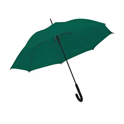 Image of eBuyGB Automatic Windproof Long Umbrella with Black Rubber Crook Handle Walking Rain Stick Umbrella, Strong Green 41.5 Inch / 105cm Span 87cm Length