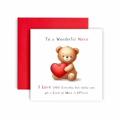 Image of Huxters Cute Birthday Card for Niece Bear Heart I Love you Everyday to Prove it Her Women 14.8cm (Niece)