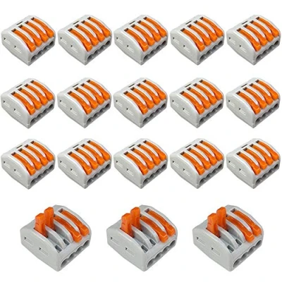 Image of Aiqeer 18 Pcs PCT 214 Lever Nut Wire Connectors, 4 Ports Conductor Compact Cable Clamp Terminal Block Quick Spring Connector