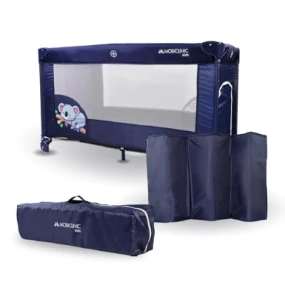 Image of Mobiclinic®, Travel Cot, with Transport Bag, 2 in 1, Ultra Compact Folding, Removable Mattress, Mofli, up to 15kg, Breathable Fabric, Side Entrance Zip, Wheels, cot Opening