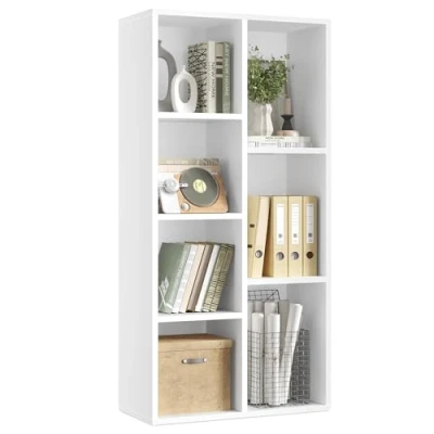 Image of VASAGLE Bookcase with 7 Compartments, Desk Shelf, Cube Free Standing Shelf for Living Room, Bedroom, Office, Children&#039;s White LBC27WT