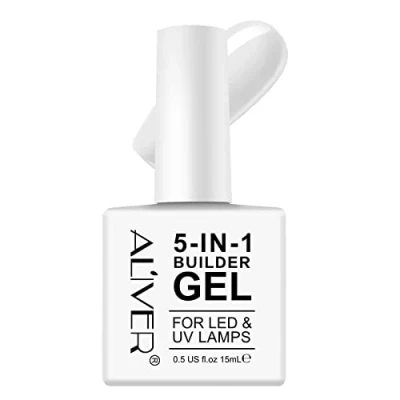 Image of Builder Gel, 5 in 1 Nail Gel and Base Strengthener White Color a Bottle 15ml Hard Extension Without Forms