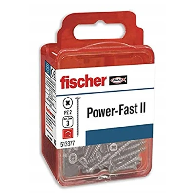 Image of fischer 560670 Tornillos FPF II Box of Screws for Wood, Total Thread 4.5 x 30, Grey