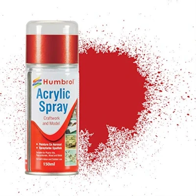 Image of Humbrol Modellers Spray Paint AD6220 No 220 Italian Racing Red 150ml Model Paints for Plastic Kits, Fast Drying Modelling Crafting Surfaces Including Plastic, Glass, Wood &amp; Metal Models
