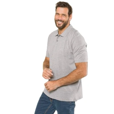 Image of JP 1880 Men&#039;s Poloshirt, Oberteil, Knopfleiste, Hemdkragen, Pique Polo Shirt, Grau Melange, 4XL