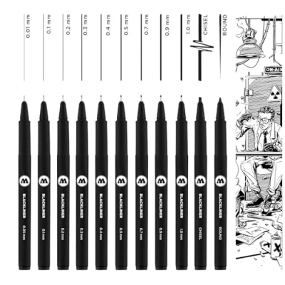 Image of Molotow Blackliner Black Marker Brush MO200486 Set 3 11er 200.485