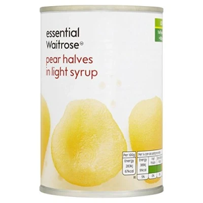 Image of Essential Waitrose Pear Halves in Light Syrup 411g