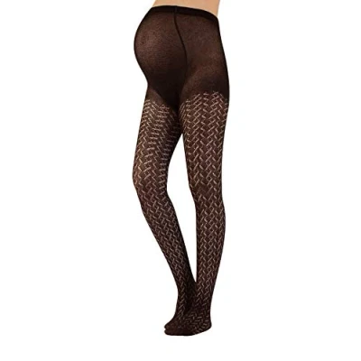 Image of CALZITALY Maternity Tights, Pregnancy Pantyhose, Knitted Cotton S, M, L, XL, 300 DEN MADE IN ITALY (S, Brown)