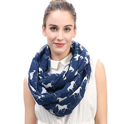 Image of Lina &amp; Lily Horse Print Lightweight Snood Scarf (Blue)