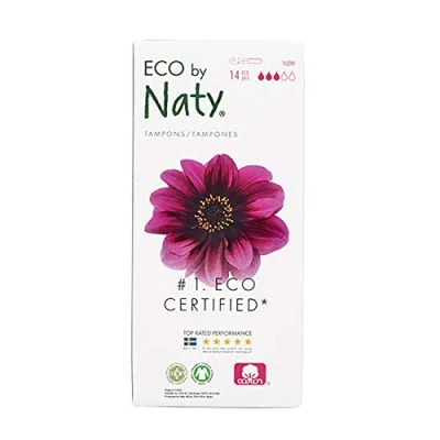 Image of Eco by Naty Tampons with applicator Super, 14 tampons. Plant Based, Vegan, 100% Organic Cotton