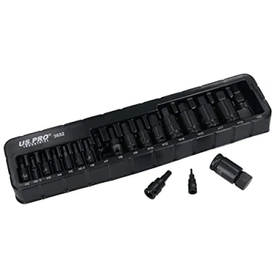 Image of Metric Impact Allen Hex Key Shallow Sockets 2mm 22mm 17pc Mixed Drive